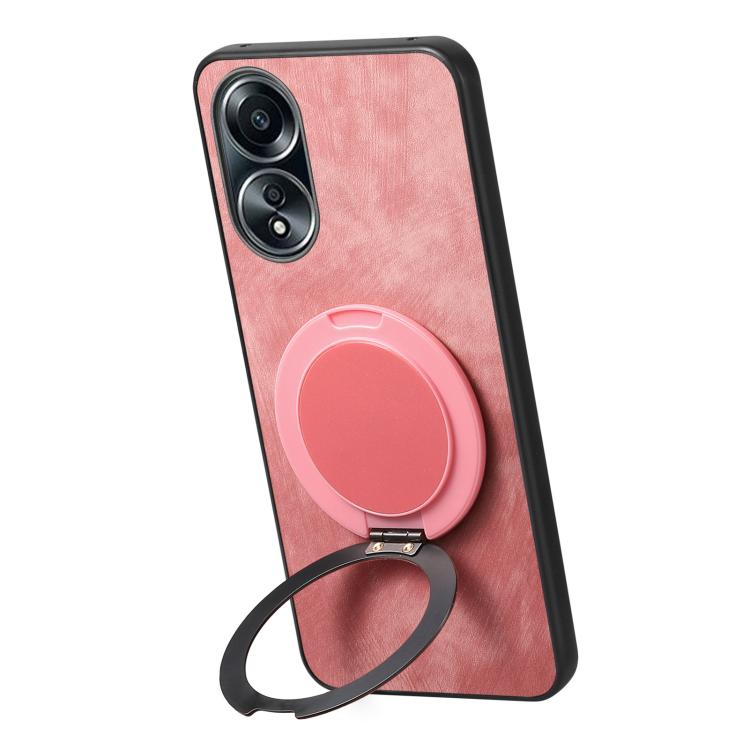 For OPPO A58 5G Retro Leather Rotation Round Holder Phone Case