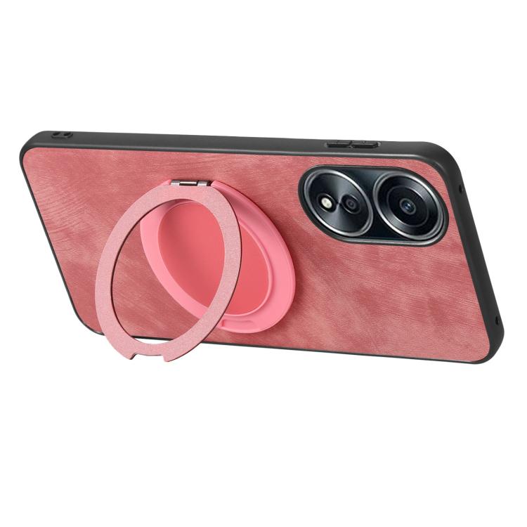 For OPPO A58 5G Retro Leather Rotation Round Holder Phone Case