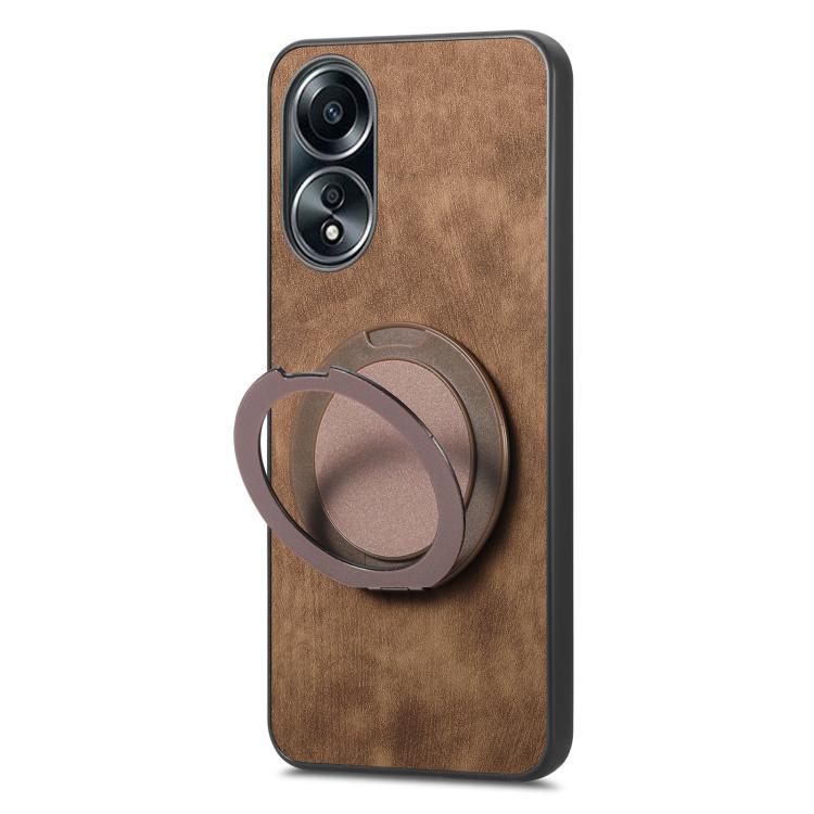 For OPPO A58 5G Retro Leather Rotation Round Holder Phone Case