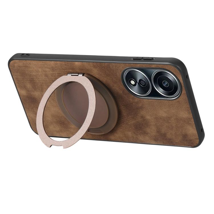For OPPO A58 5G Retro Leather Rotation Round Holder Phone Case