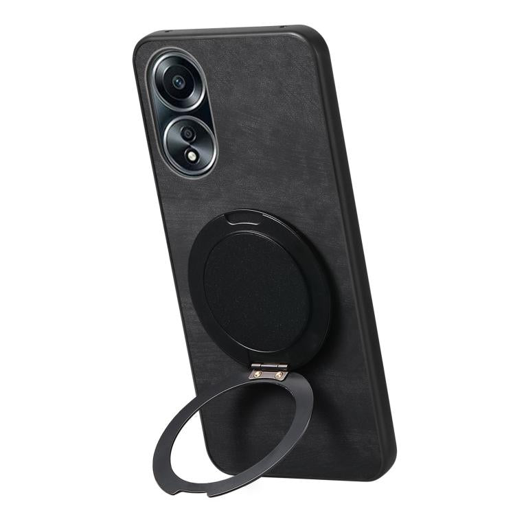 For OPPO A58 5G Retro Leather Rotation Round Holder Phone Case