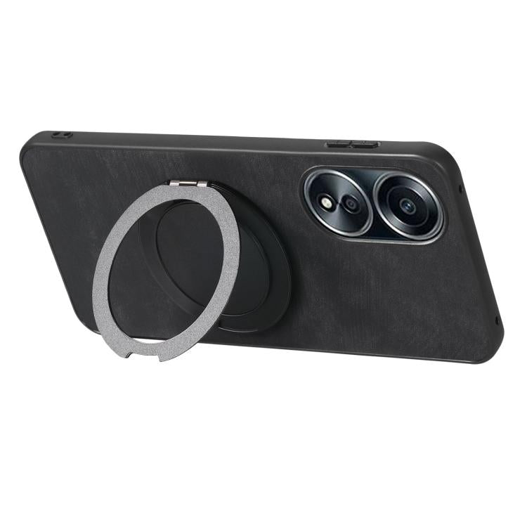 For OPPO A58 5G Retro Leather Rotation Round Holder Phone Case