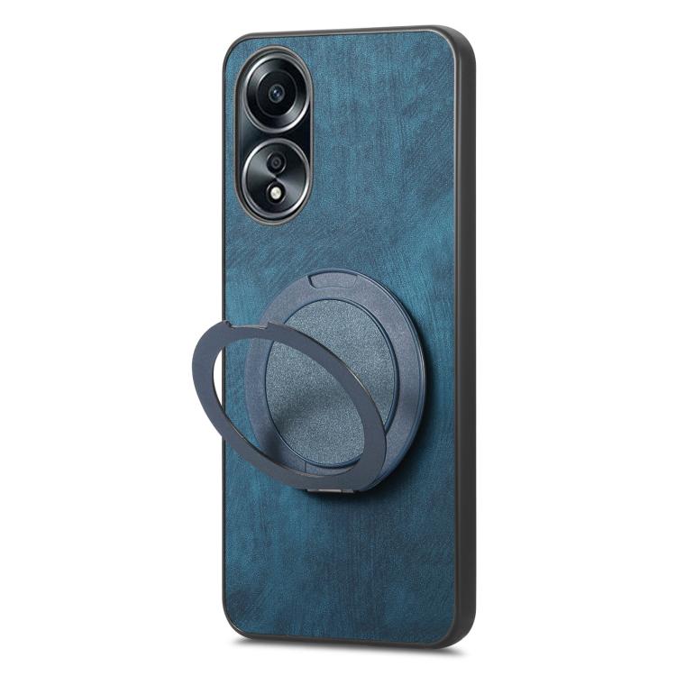 For OPPO A58 5G Retro Leather Rotation Round Holder Phone Case