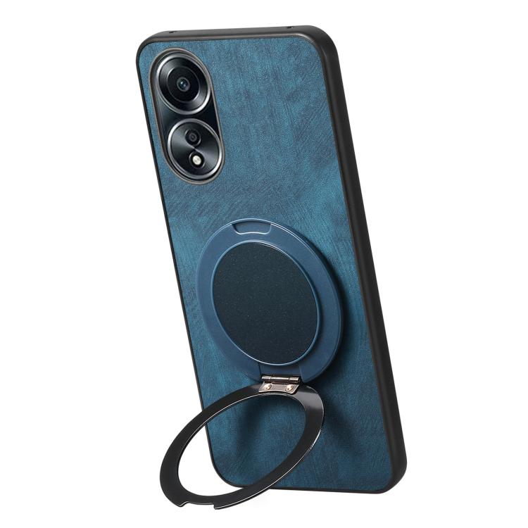 For OPPO A58 5G Retro Leather Rotation Round Holder Phone Case