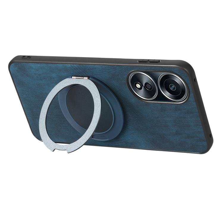 For OPPO A58 5G Retro Leather Rotation Round Holder Phone Case