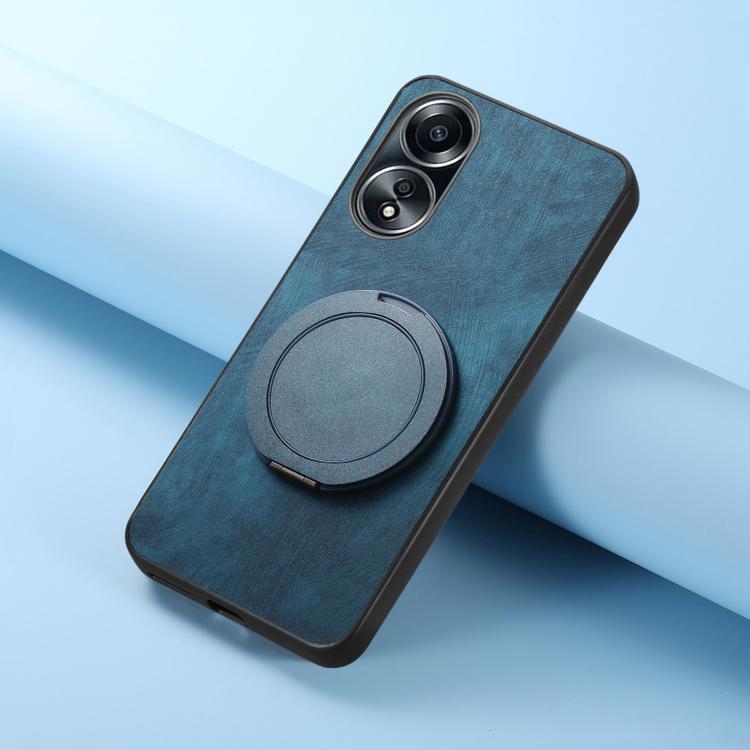 For OPPO A58 5G Retro Leather Rotation Round Holder Phone Case