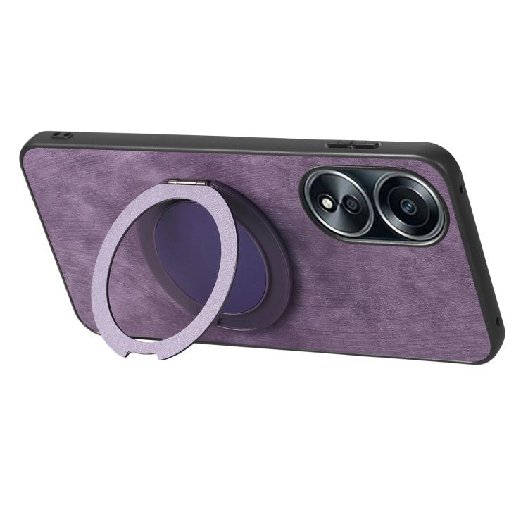 For OPPO A58 5G Retro Leather Rotation Round Holder Phone Case