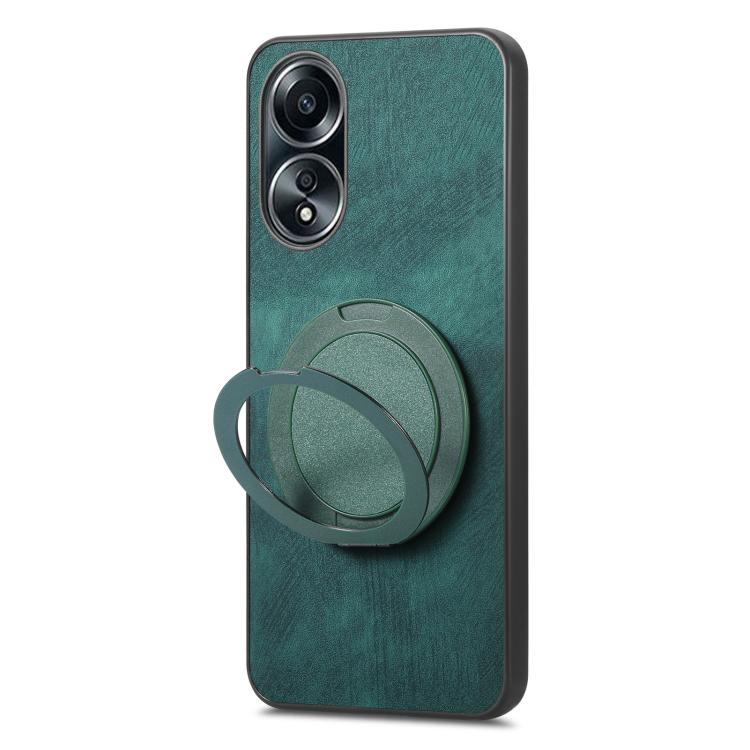 For OPPO A58 5G Retro Leather Rotation Round Holder Phone Case