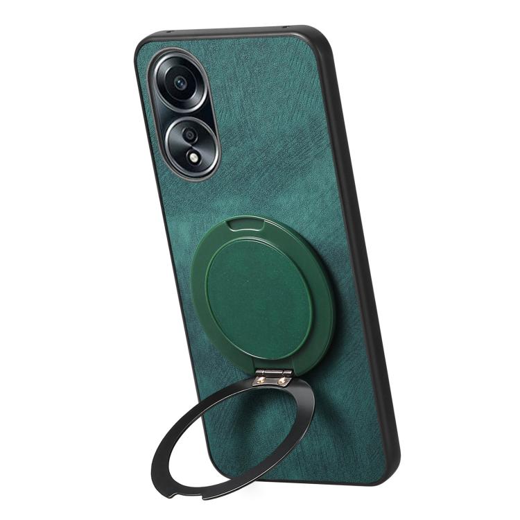 For OPPO A58 5G Retro Leather Rotation Round Holder Phone Case