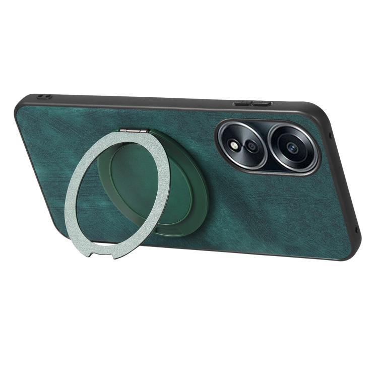For OPPO A58 5G Retro Leather Rotation Round Holder Phone Case