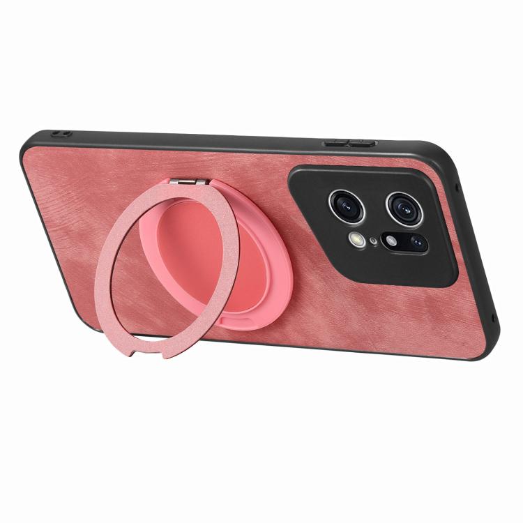 For OPPO Find X5 Pro Retro Leather Rotation Round Holder Phone Case
