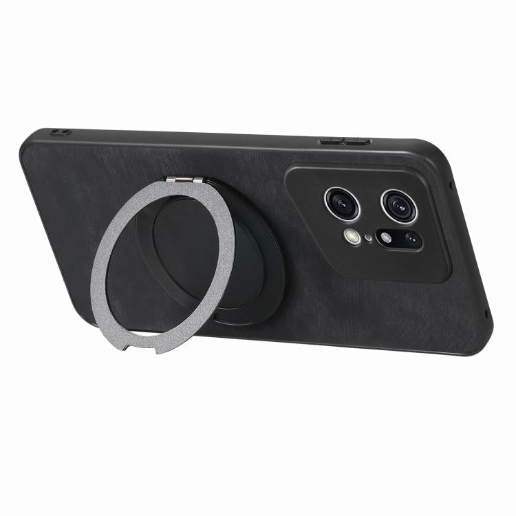 For OPPO Find X5 Pro Retro Leather Rotation Round Holder Phone Case