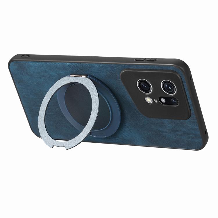 For OPPO Find X5 Pro Retro Leather Rotation Round Holder Phone Case
