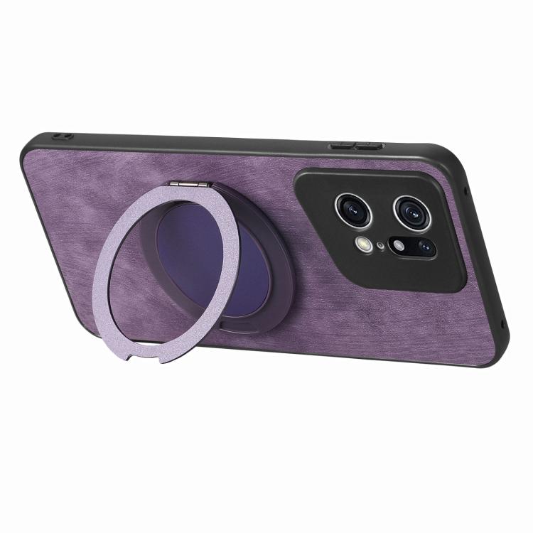 For OPPO Find X5 Pro Retro Leather Rotation Round Holder Phone Case