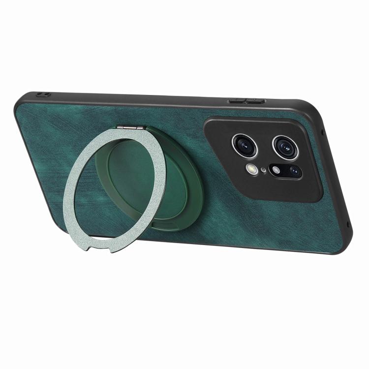 For OPPO Find X5 Pro Retro Leather Rotation Round Holder Phone Case