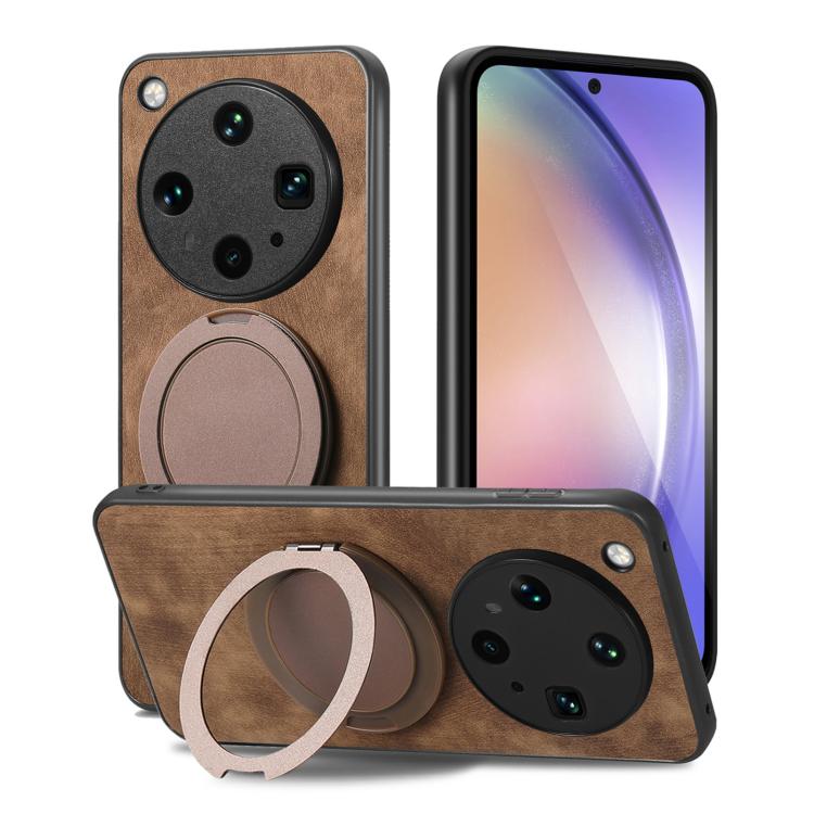 For OPPO Find X8 Ultra Retro Leather Rotation Round Holder Phone Case