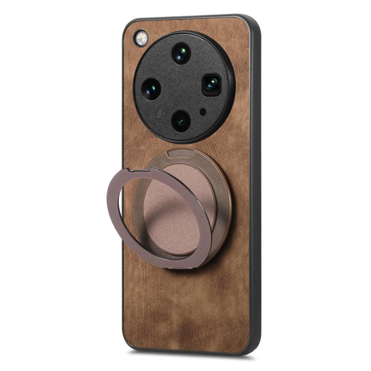 For OPPO Find X8 Ultra Retro Leather Rotation Round Holder Phone Case