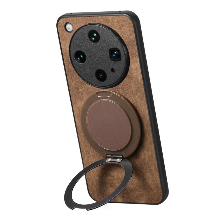 For OPPO Find X8 Ultra Retro Leather Rotation Round Holder Phone Case