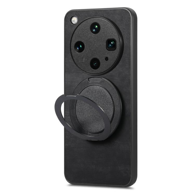 For OPPO Find X8 Ultra Retro Leather Rotation Round Holder Phone Case