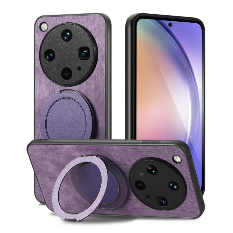 For OPPO Find X8 Ultra Retro Leather Rotation Round Holder Phone Case