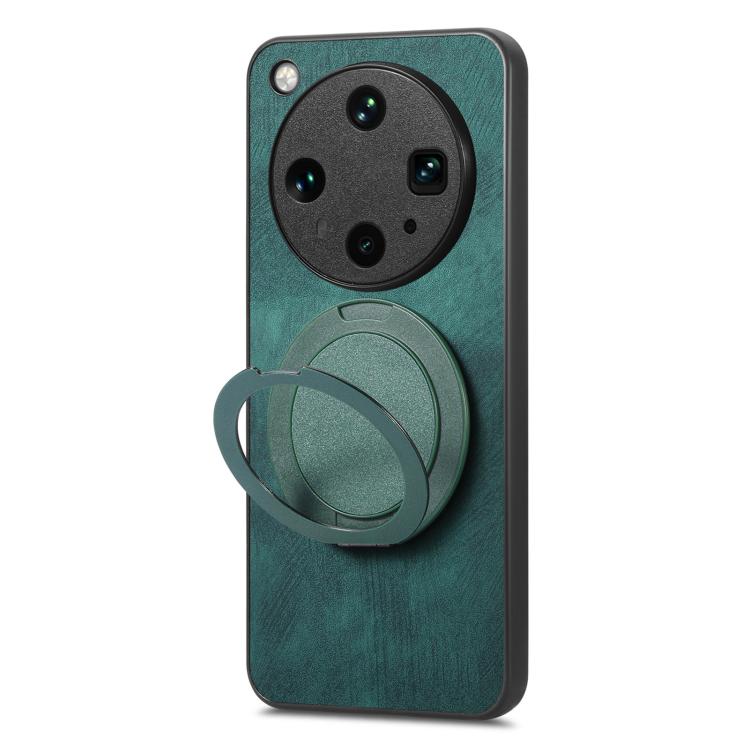 For OPPO Find X8 Ultra Retro Leather Rotation Round Holder Phone Case