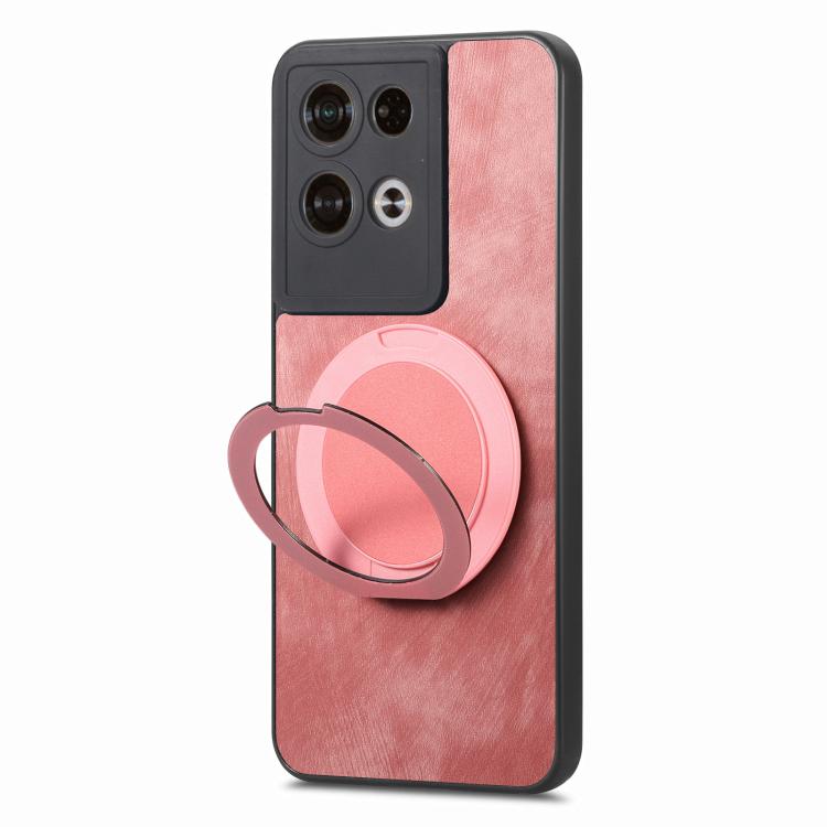 For OPO Reno8 Pro Retro Leather Rotation Round Holder Phone Case