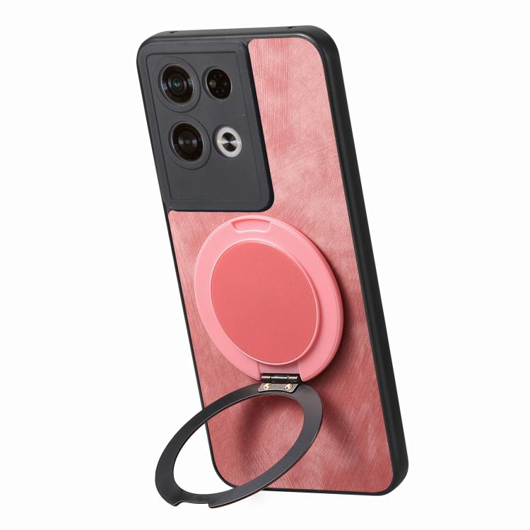 For OPO Reno8 Pro Retro Leather Rotation Round Holder Phone Case