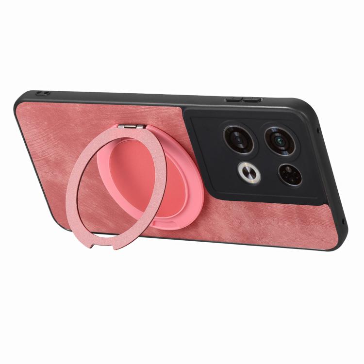 For OPO Reno8 Pro Retro Leather Rotation Round Holder Phone Case