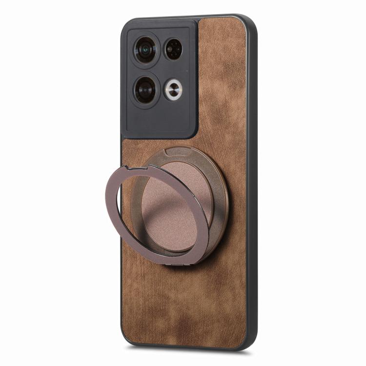 For OPO Reno8 Pro Retro Leather Rotation Round Holder Phone Case