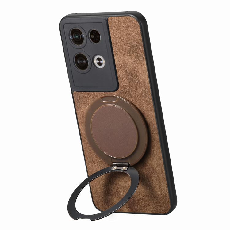 For OPO Reno8 Pro Retro Leather Rotation Round Holder Phone Case