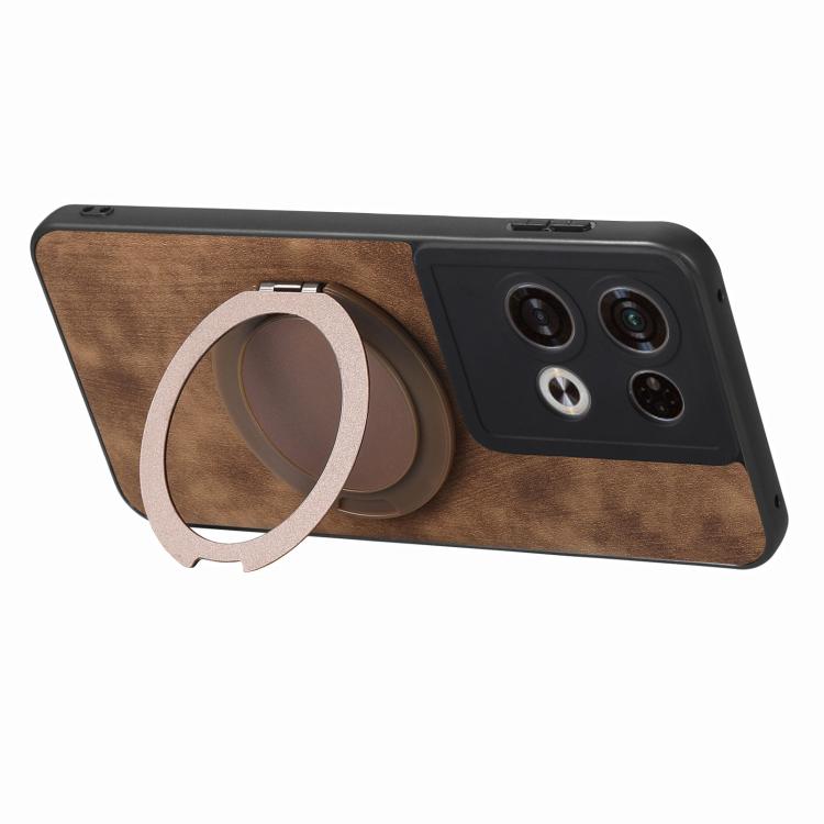 For OPO Reno8 Pro Retro Leather Rotation Round Holder Phone Case
