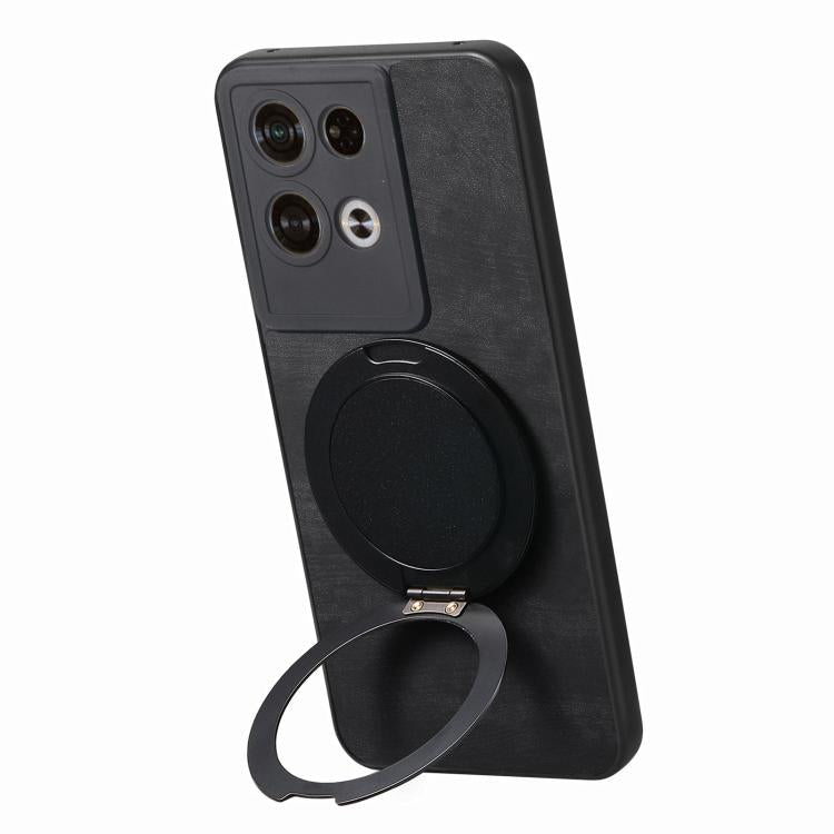 For OPO Reno8 Pro Retro Leather Rotation Round Holder Phone Case