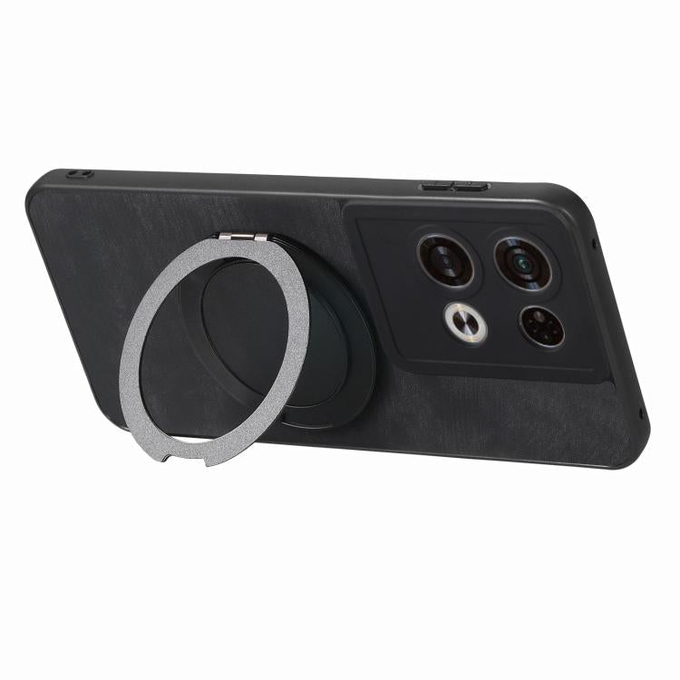 For OPO Reno8 Pro Retro Leather Rotation Round Holder Phone Case