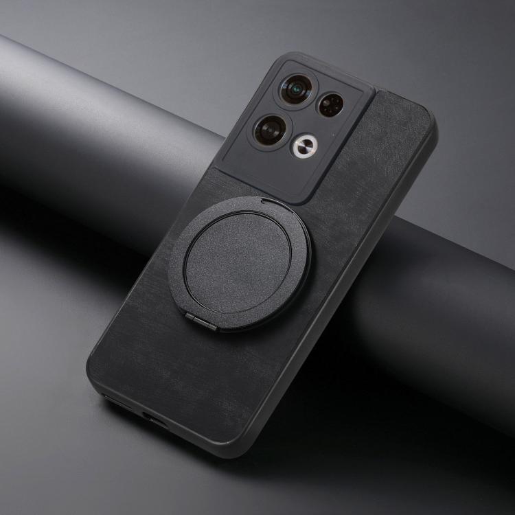 For OPO Reno8 Pro Retro Leather Rotation Round Holder Phone Case