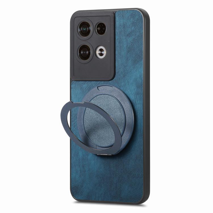 For OPO Reno8 Pro Retro Leather Rotation Round Holder Phone Case