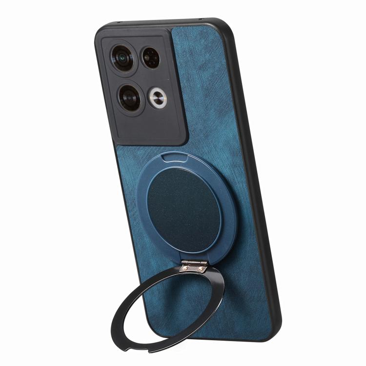 For OPO Reno8 Pro Retro Leather Rotation Round Holder Phone Case