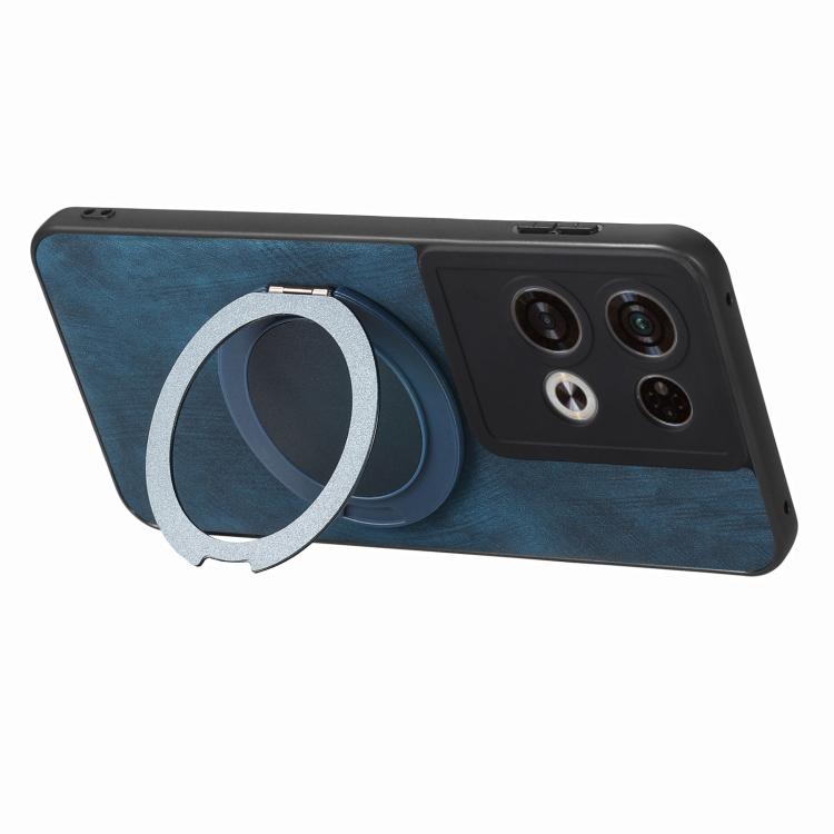 For OPO Reno8 Pro Retro Leather Rotation Round Holder Phone Case