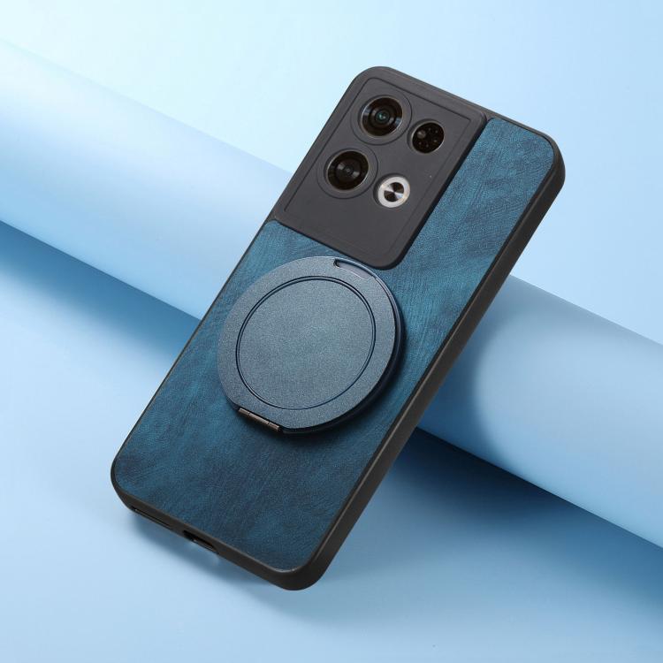 For OPO Reno8 Pro Retro Leather Rotation Round Holder Phone Case