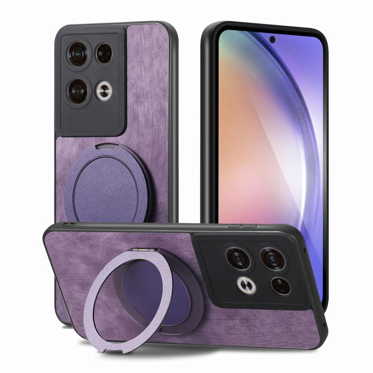 For OPO Reno8 Pro Retro Leather Rotation Round Holder Phone Case