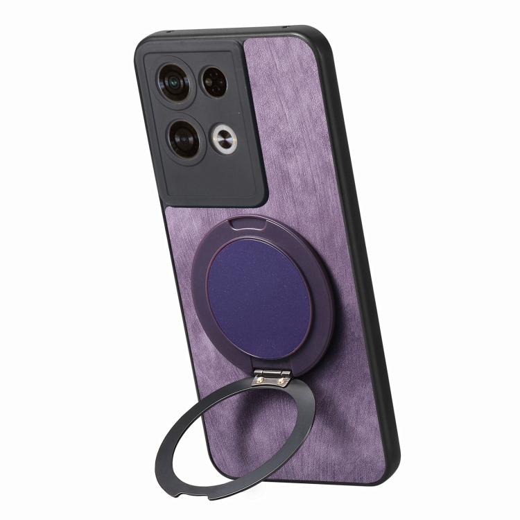 For OPO Reno8 Pro Retro Leather Rotation Round Holder Phone Case