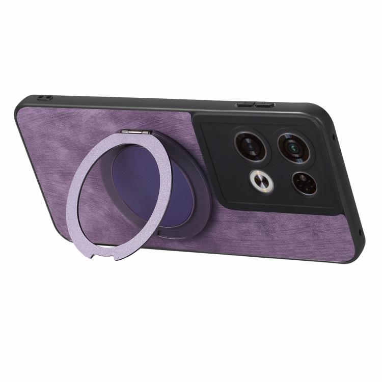 For OPO Reno8 Pro Retro Leather Rotation Round Holder Phone Case