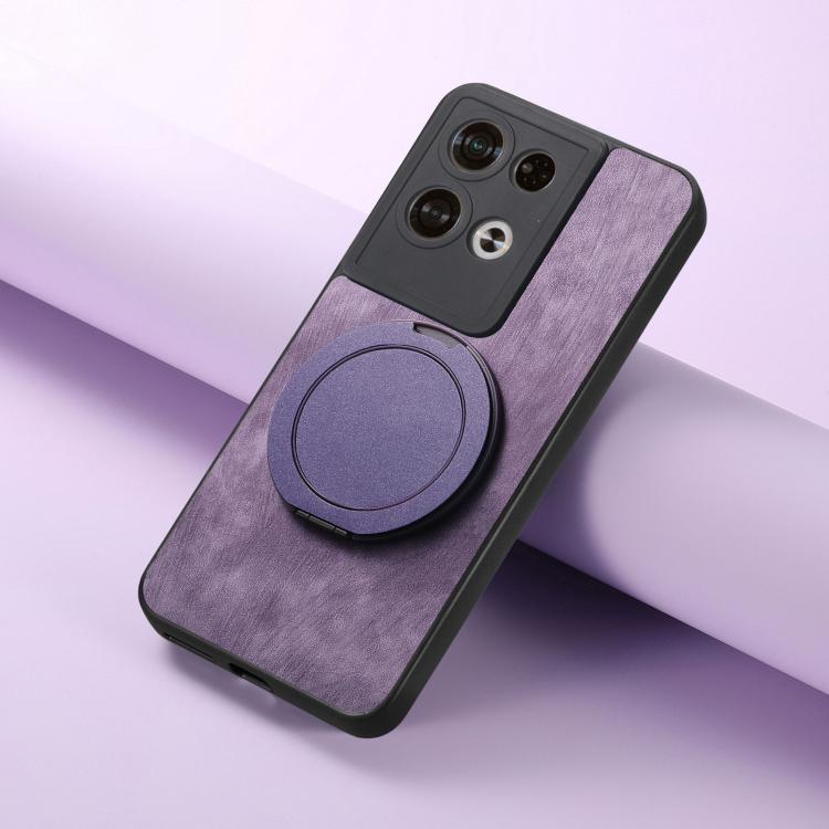 For OPO Reno8 Pro Retro Leather Rotation Round Holder Phone Case