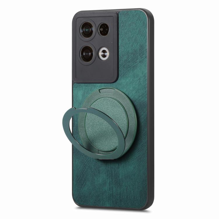 For OPO Reno8 Pro Retro Leather Rotation Round Holder Phone Case