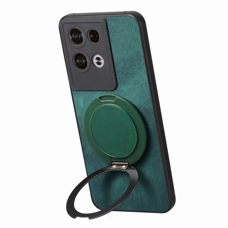 For OPO Reno8 Pro Retro Leather Rotation Round Holder Phone Case
