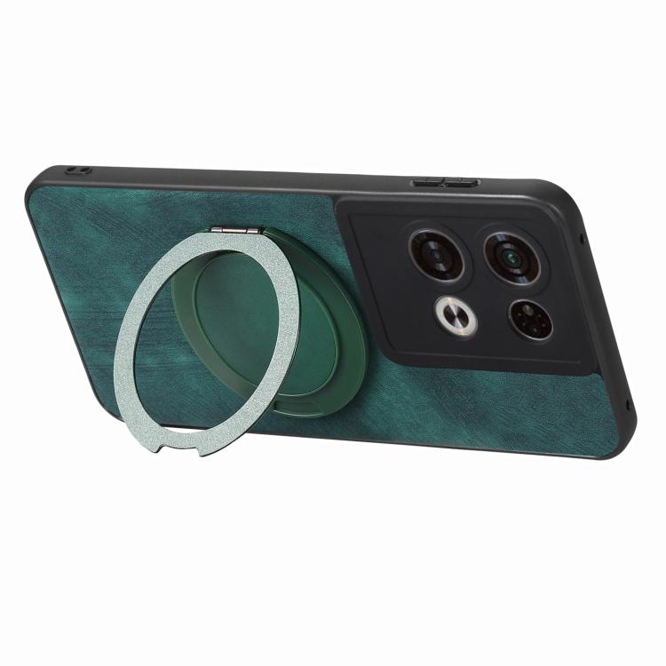 For OPO Reno8 Pro Retro Leather Rotation Round Holder Phone Case