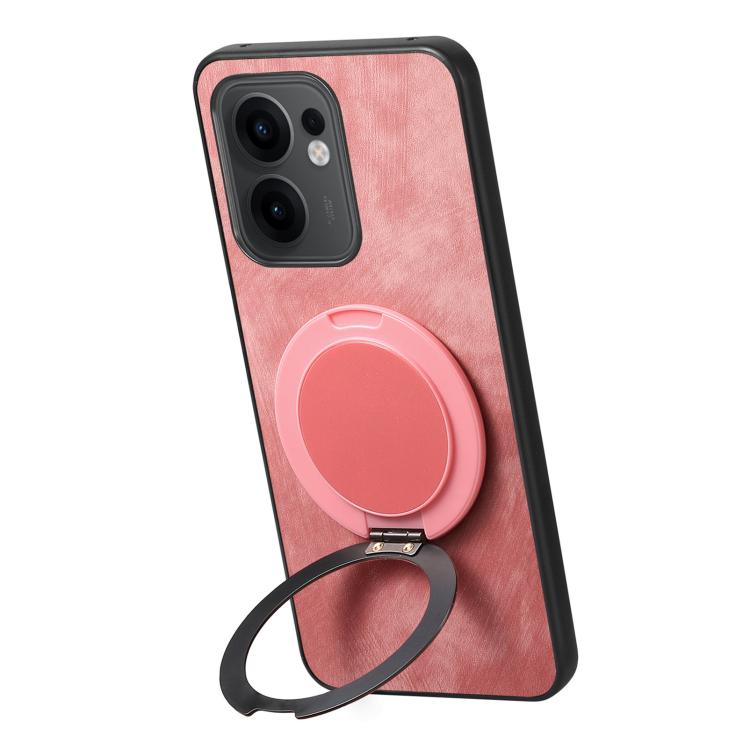 For OPPO Reno13 F Retro Leather Rotation Round Holder Phone Case