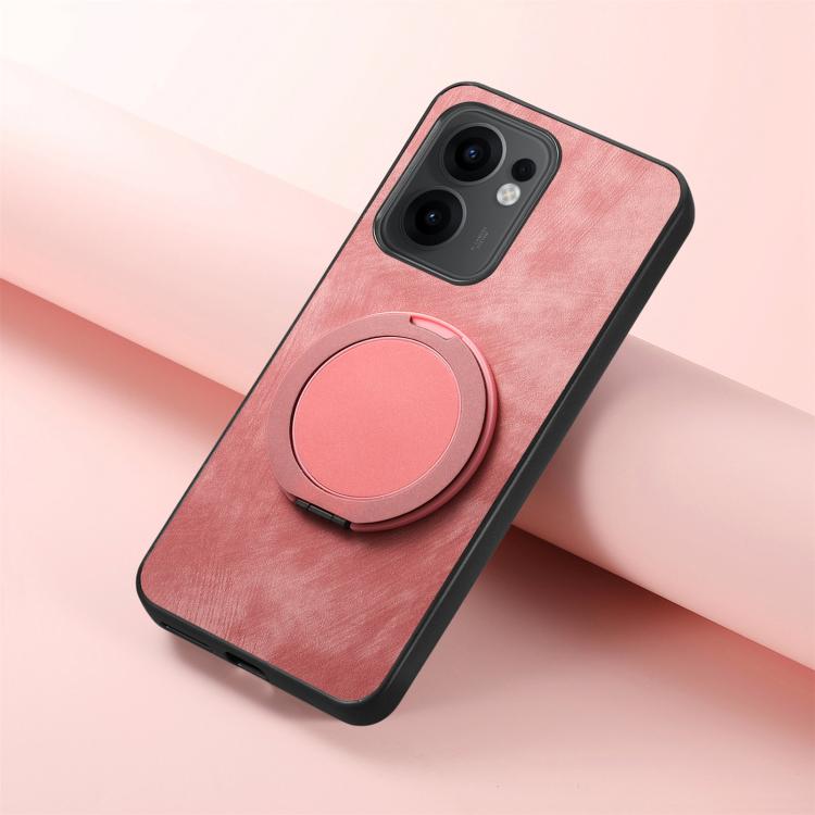 For OPPO Reno13 F Retro Leather Rotation Round Holder Phone Case