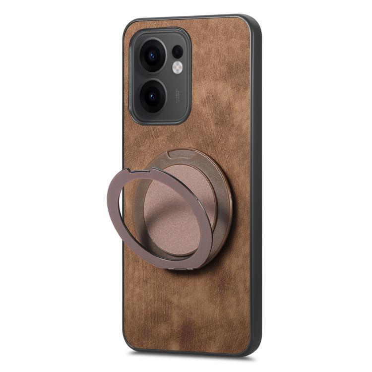 For OPPO Reno13 F Retro Leather Rotation Round Holder Phone Case