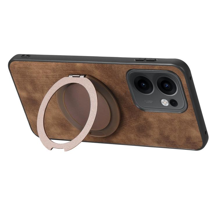 For OPPO Reno13 F Retro Leather Rotation Round Holder Phone Case