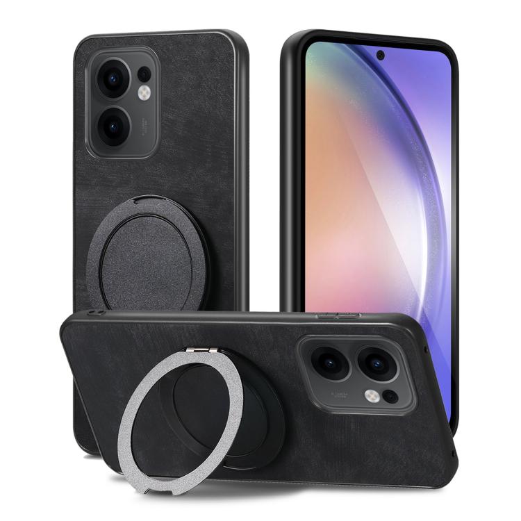 For OPPO Reno13 F Retro Leather Rotation Round Holder Phone Case